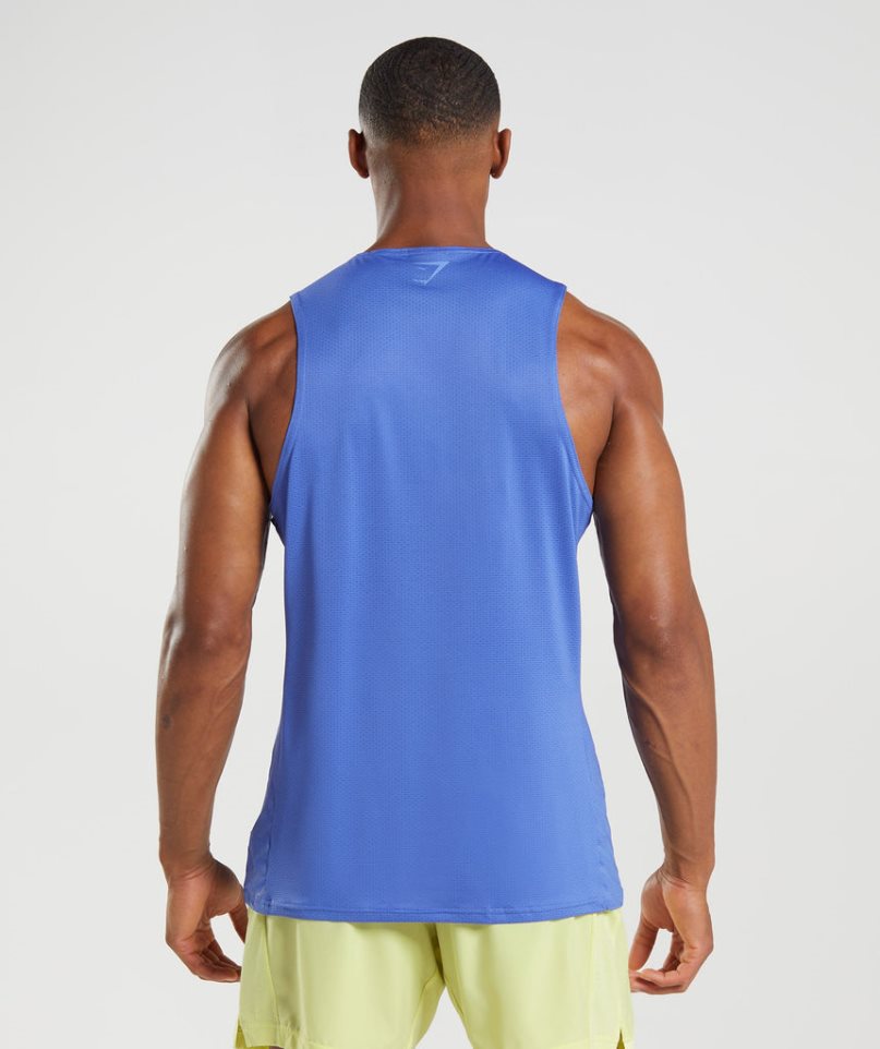 Men's Gymshark Sport Stripe Tanks Blue | NZ 0OISGD